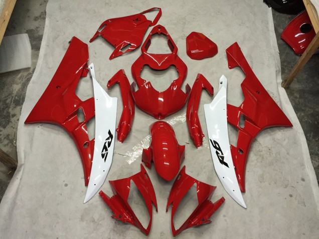 2006-2007 Rojo & Blanco Yamaha R6 Carenado Moto 2006-2007 Rojo & Blanco Yamaha R6 Carenado Moto