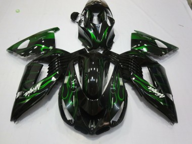 2006-2011 Verde Llama Kawasaki ZX14R Carenado Moto