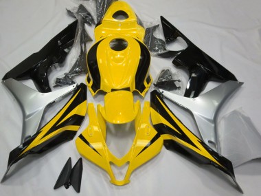 2007-2008 Amarillo Brillo Plata & Negro Honda CBR600RR Carenado Moto