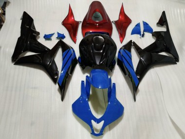 2007-2008 Detalles En Negro Brillante Azul & Rojo Honda CBR600RR Carenado Moto