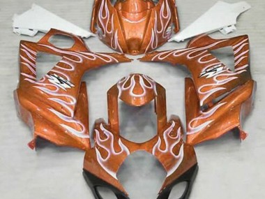 2007-2008 Naranja Brillante & Blanco Llama Suzuki GSXR 1000 Carenado Moto