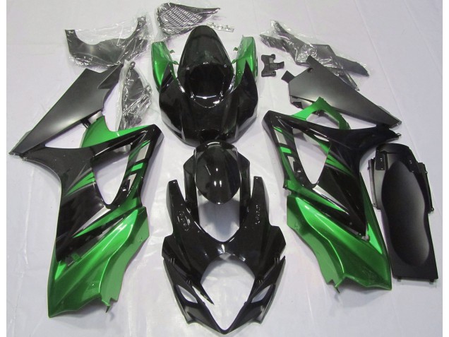 2007-2008 Negro Brillante & Verde Suzuki GSXR 1000 Carenado Moto 2007-2008 Negro Brillante & Verde Suzuki GSXR 1000 Carenado Moto
