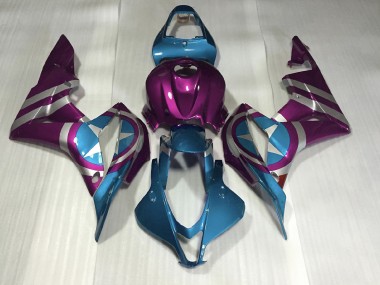 2007-2008 Púrpura & Azul Claro Capitán América Honda CBR600RR Carenado Moto