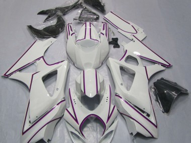 2007-2008 Raya Pin Rosa Blanco Brillante Suzuki GSXR 1000 Carenado Moto