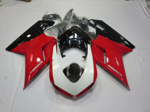 2007-2014 Negro Rojo & Blanco Ducati 848 1098 1198 Carenado Moto
