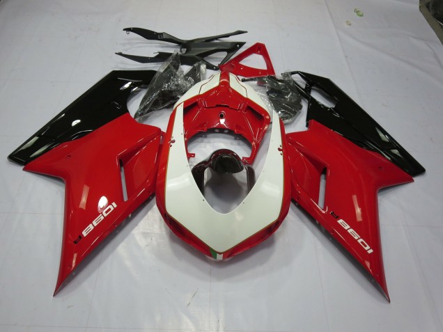 2007-2014 Rojo & Blanco Ducati 848 1098 1198 Carenado Moto 2007-2014 Rojo & Blanco Ducati 848 1098 1198 Carenado Moto