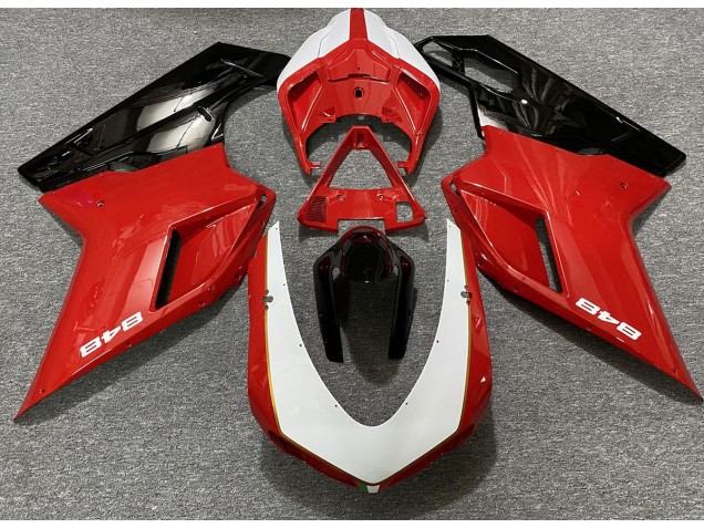 2007-2014 Rojo Brillante & Blanco (Etiqueta 848) Ducati 848 1098 1198 Carenado Moto 2007-2014 Rojo Brillante & Blanco (Etiqueta 848) Ducati 848 1098 1198 Carenado Moto