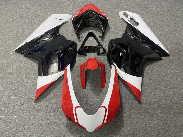 2007-2014 Rojo Brillo Blanco & Negro Ducati 848 1098 1198 Carenado Moto 2007-2014 Rojo Brillo Blanco & Negro Ducati 848 1098 1198 Carenado Moto