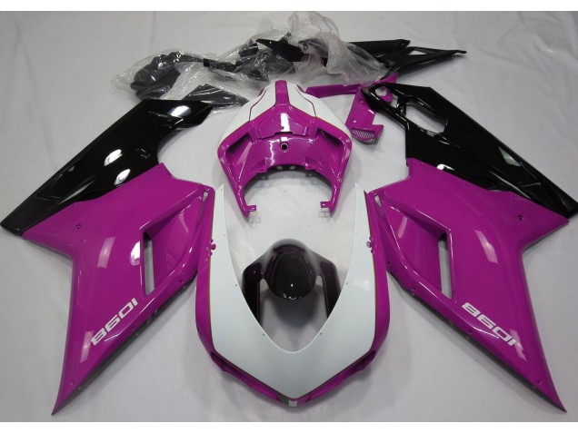 2007-2014 Rosa Brillante & Blanco Ducati 848 1098 1198 Carenado Moto 2007-2014 Rosa Brillante & Blanco Ducati 848 1098 1198 Carenado Moto