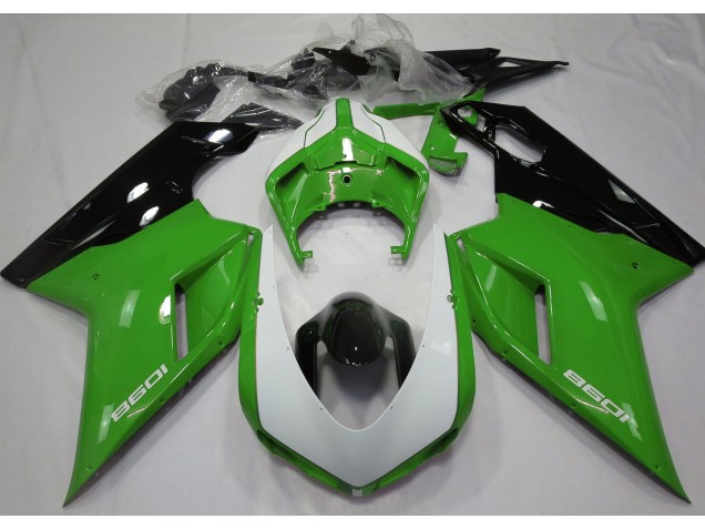 2007-2014 Verde Brillante & Blanco Ducati 848 1098 1198 Carenado Moto 2007-2014 Verde Brillante & Blanco Ducati 848 1098 1198 Carenado Moto