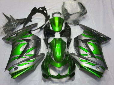 2008-2012 Verde & Plata Llama Kawasaki Ninja 250 Carenado Moto