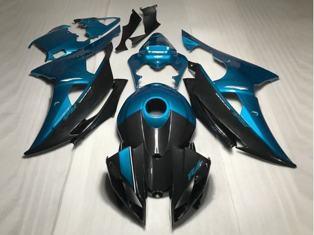 2008-2016 Azul Claro Con Estilo Fibra De Carbono Yamaha R6 Carenado Moto 2008-2016 Azul Claro Con Estilo Fibra De Carbono Yamaha R6 Carenado Moto