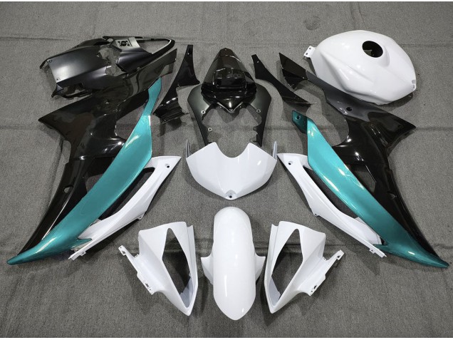2008-2016 Azul Claro Personalizado En Blanco & Negro Yamaha R6 Carenado Moto 2008-2016 Azul Claro Personalizado En Blanco & Negro Yamaha R6 Carenado Moto