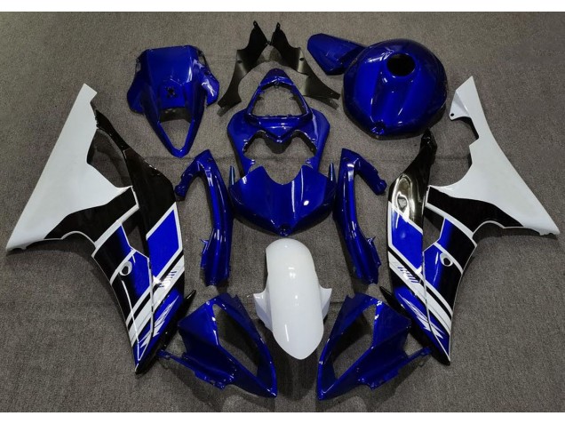 2008-2016 Azul Oscuro & Blanco Personalizado Yamaha R6 Carenado Moto