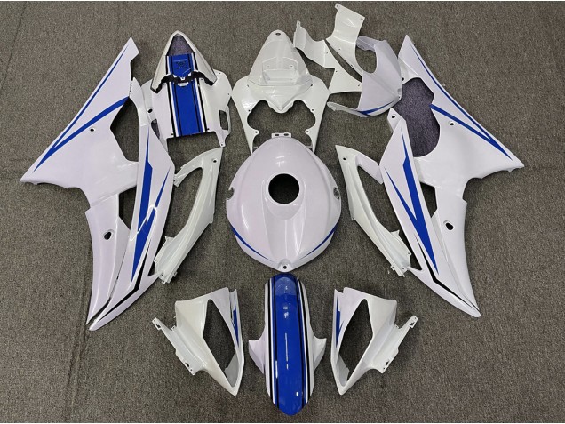 2008-2016 Blanco Brillante & Azul Yamaha R6 Carenado Moto 2008-2016 Blanco Brillante & Azul Yamaha R6 Carenado Moto