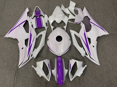 2008-2016 Blanco Brillante & Morado Yamaha R6 Carenado Moto