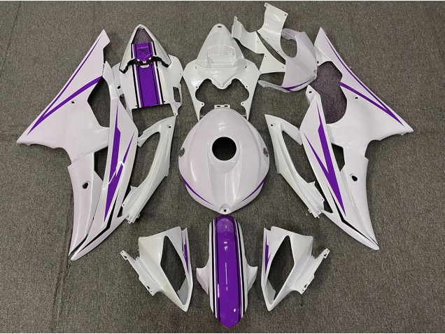 2008-2016 Blanco Brillante & Morado Yamaha R6 Carenado Moto