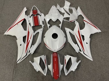 2008-2016 Blanco Brillante & Rojo Yamaha R6 Carenado Moto
