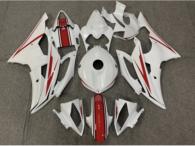 2008-2016 Blanco Brillante & Rojo Yamaha R6 Carenado Moto 2008-2016 Blanco Brillante & Rojo Yamaha R6 Carenado Moto