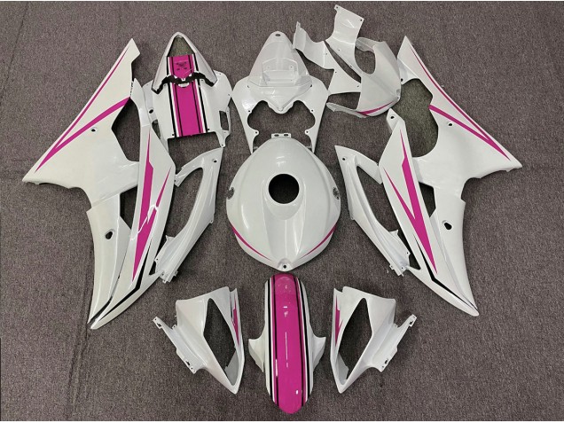 2008-2016 Blanco Brillante & Rosa Yamaha R6 Carenado Moto 2008-2016 Blanco Brillante & Rosa Yamaha R6 Carenado Moto