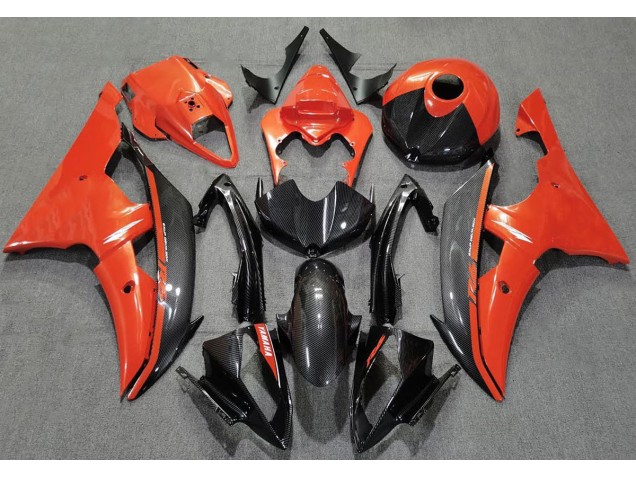 2008-2016 Naranja Brillante & Fibra De Carbono Yamaha R6 Carenado Moto 2008-2016 Naranja Brillante & Fibra De Carbono Yamaha R6 Carenado Moto