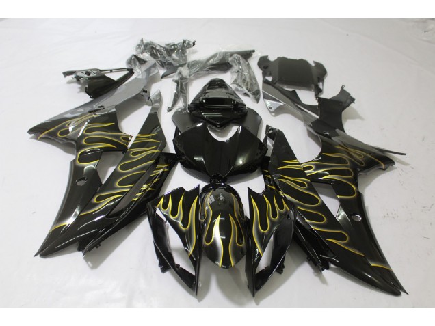 2008-2016 Negro Brillante & Llama Yamaha R6 Carenado Moto 2008-2016 Negro Brillante & Llama Yamaha R6 Carenado Moto
