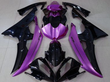 2008-2016 Negro Brillante & Morado Rosa Yamaha R6 Carenado Moto