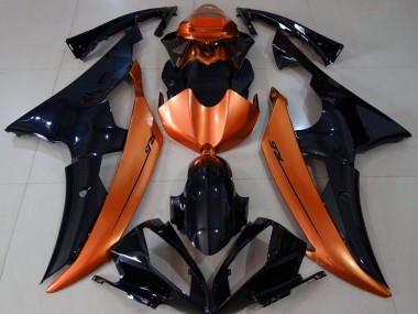 2008-2016 Negro Brillante & Naranja Claro Yamaha R6 Carenado Moto