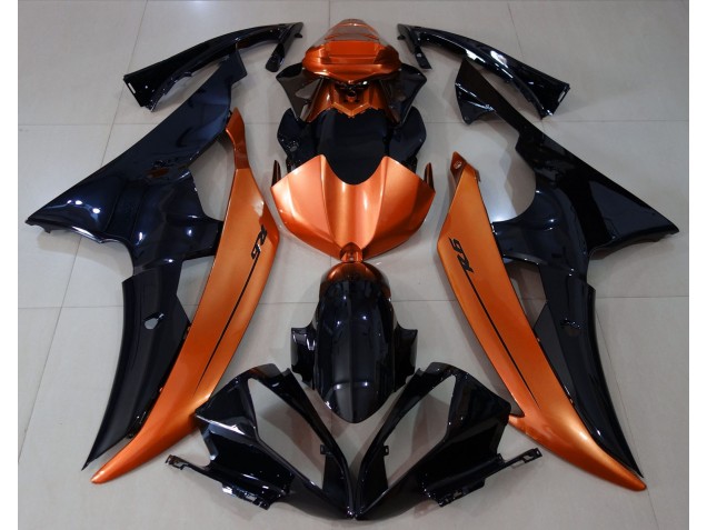2008-2016 Negro Brillante & Naranja Claro Yamaha R6 Carenado Moto