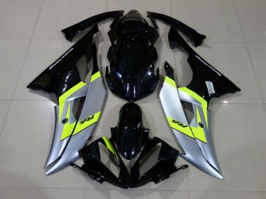 2008-2016 Negro Brillante & Plateado Yamaha R6 Carenado Moto