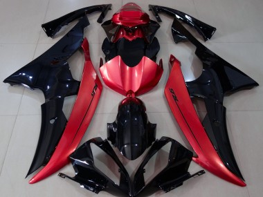 2008-2016 Negro Brillante & Rojo Caramelo Yamaha R6 Carenado Moto