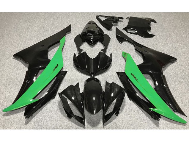 2008-2016 Negro Brillante & Verde Yamaha R6 Carenado Moto 2008-2016 Negro Brillante & Verde Yamaha R6 Carenado Moto