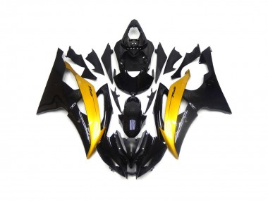 2008-2016 Negro & Dorado Brillante Yamaha R6 Carenado Moto