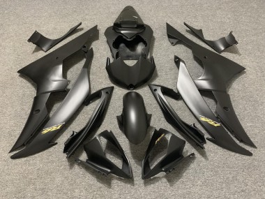 2008-2016 Negro Mate Con Logotipo Dorado Yamaha R6 Carenado Moto