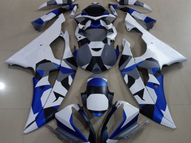 2008-2016 Nieve Azul Camuflaje Yamaha R6 Carenado Moto