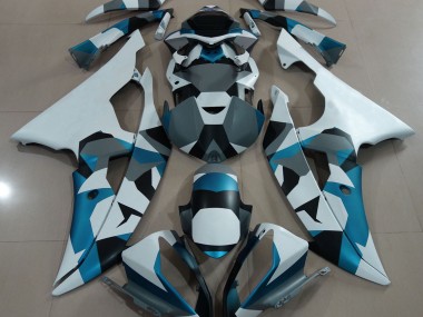 2008-2016 Nieve Azul Glaciar Camuflaje Yamaha R6 Carenado Moto