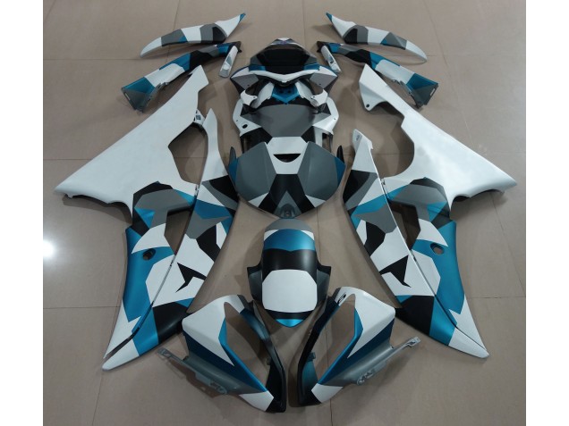 2008-2016 Nieve Azul Glaciar Camuflaje Yamaha R6 Carenado Moto 2008-2016 Nieve Azul Glaciar Camuflaje Yamaha R6 Carenado Moto