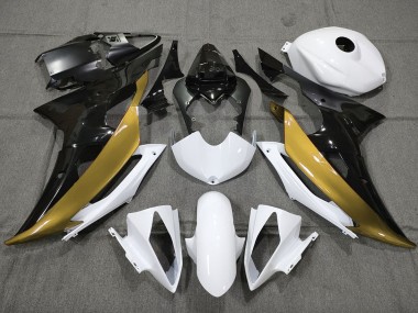 2008-2016 Oro Personalizado En Blanco & Negro Yamaha R6 Carenado Moto