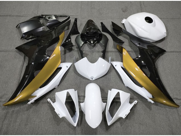 2008-2016 Oro Personalizado En Blanco & Negro Yamaha R6 Carenado Moto 2008-2016 Oro Personalizado En Blanco & Negro Yamaha R6 Carenado Moto