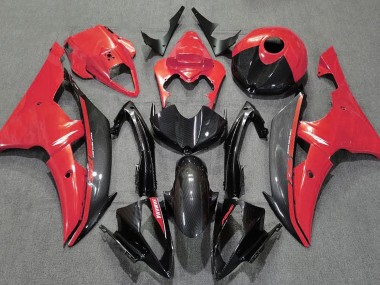 2008-2016 Rojo Brillante & Fibra De Carbono Yamaha R6 Carenado Moto