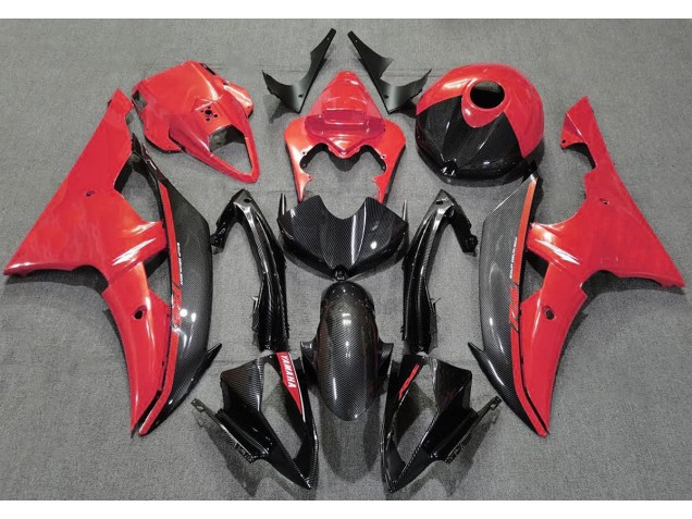 2008-2016 Rojo Brillante & Fibra De Carbono Yamaha R6 Carenado Moto 2008-2016 Rojo Brillante & Fibra De Carbono Yamaha R6 Carenado Moto