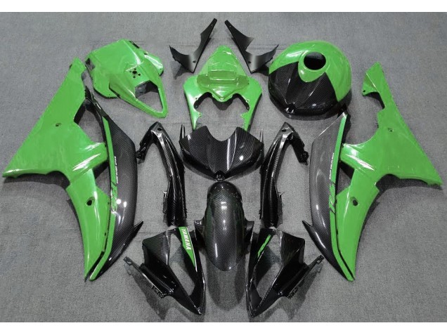 2008-2016 Verde Brillante & Fibra De Carbono Yamaha R6 Carenado Moto 2008-2016 Verde Brillante & Fibra De Carbono Yamaha R6 Carenado Moto
