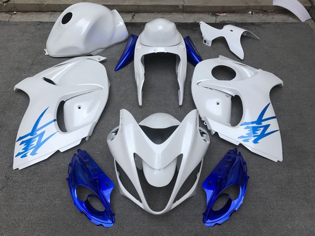 2008-2020 Blanco Brillante & Azul Suzuki GSXR 1300 Carenado Moto 2008-2020 Blanco Brillante & Azul Suzuki GSXR 1300 Carenado Moto