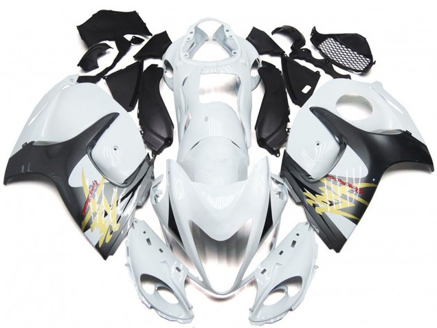 2008-2020 Blanco Brillante Con Estilo Plateado Suzuki GSXR 1300 Carenado Moto 2008-2020 Blanco Brillante Con Estilo Plateado Suzuki GSXR 1300 Carenado Moto