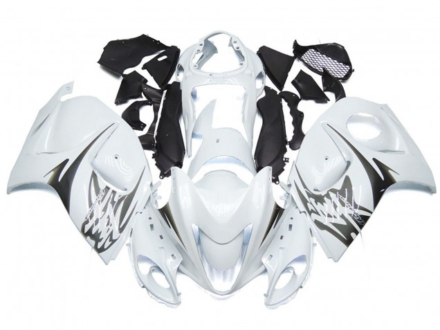 2008-2020 Blanco Brillante Con Logotipos De Estilo Plateado Suzuki GSXR 1300 Carenado Moto 2008-2020 Blanco Brillante Con Logotipos De Estilo Plateado Suzuki GSXR 1300 Carenado Moto