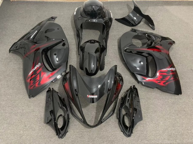 2008-2020 Negro Brillante & Rojo Suzuki GSXR 1300 Carenado Moto 2008-2020 Negro Brillante & Rojo Suzuki GSXR 1300 Carenado Moto