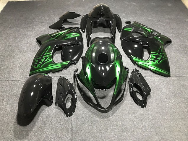 2008-2020 Negro Brillante & Verde Suzuki GSXR 1300 Carenado Moto 2008-2020 Negro Brillante & Verde Suzuki GSXR 1300 Carenado Moto