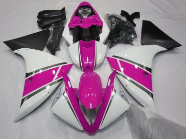 2009-2011 Blanco Brillante & Rosa Yamaha R1 Carenado Moto