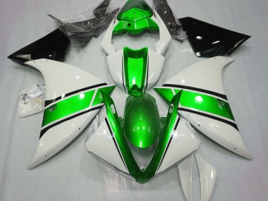 2009-2011 Blanco Brillante & Verde Metalizado Yamaha R1 Carenado Moto