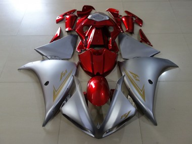 2009-2011 Plata Mate & Rojo Brillante Yamaha R1 Carenado Moto